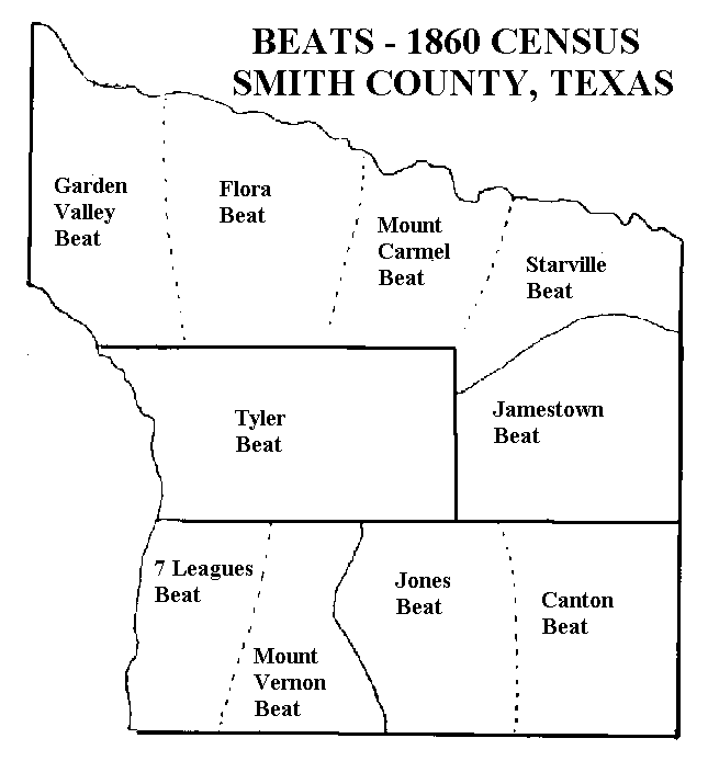 1860 Map of Smith Co, Texas